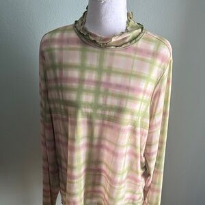 Mesh Plaid Turtleneck